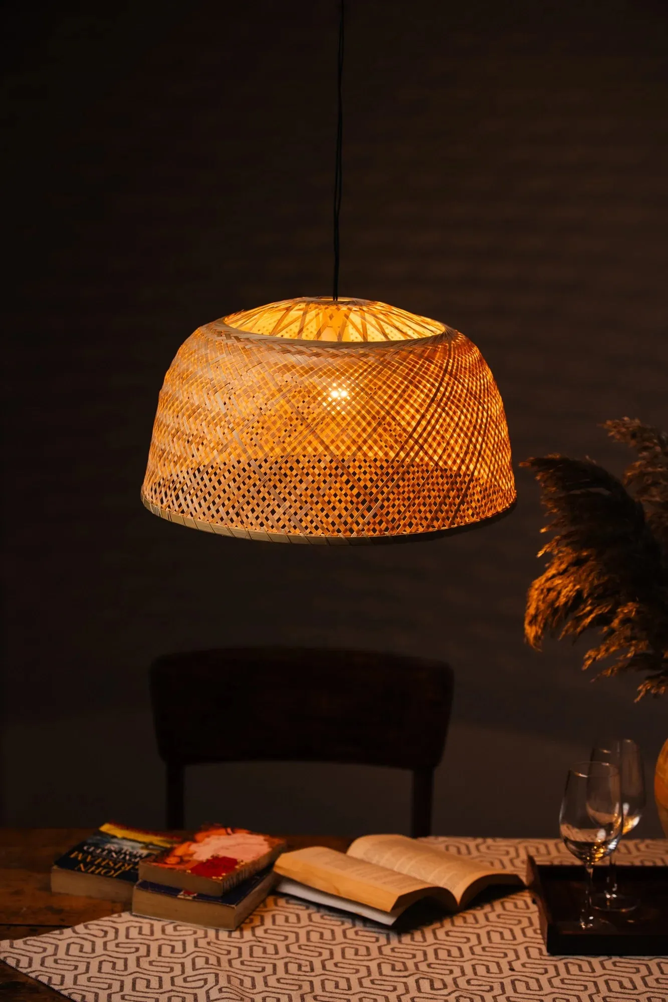 Dome Shape Pendant Bamboo Lampshade