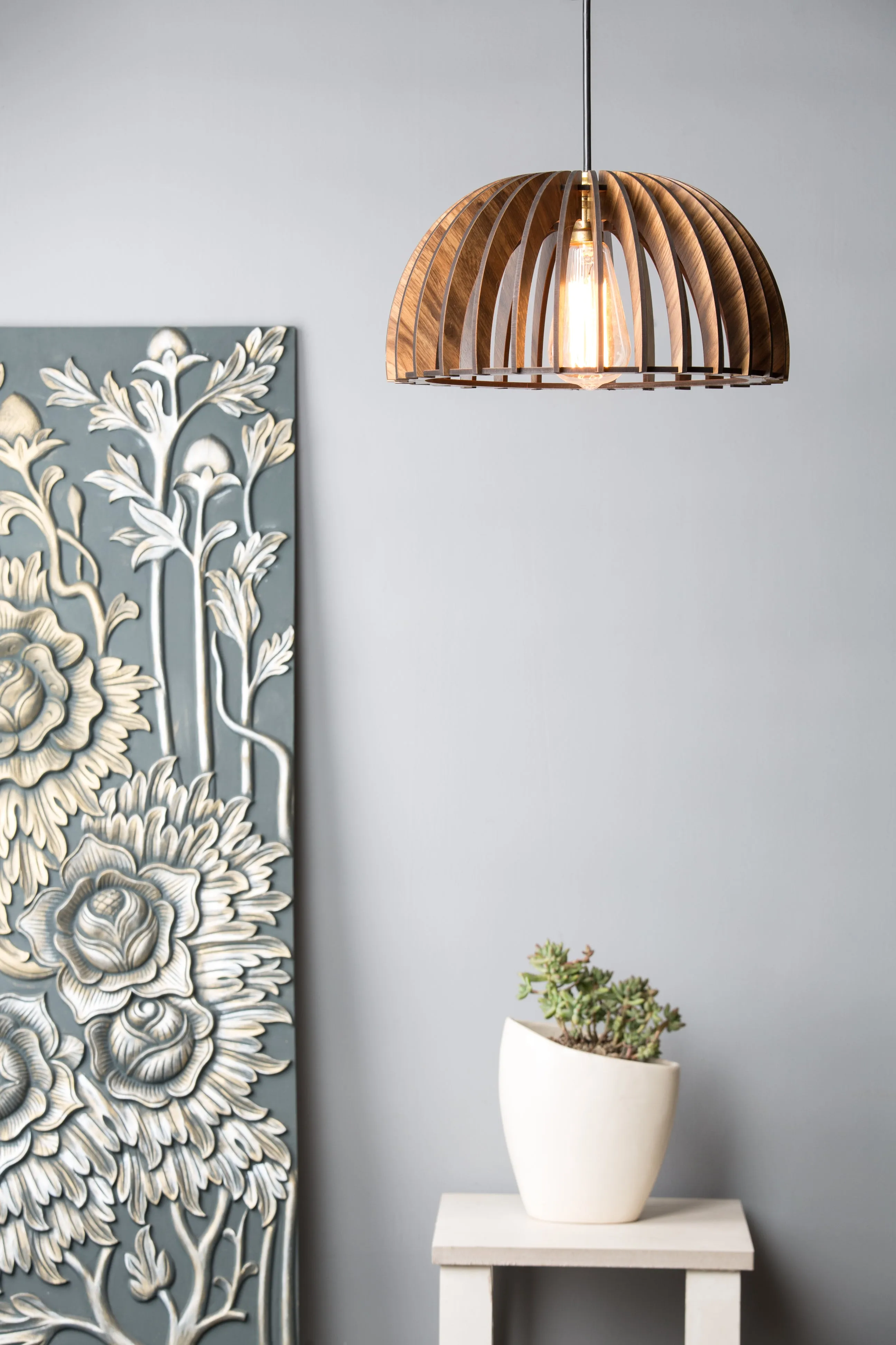 Dome Style Wooden Ceiling Lamp