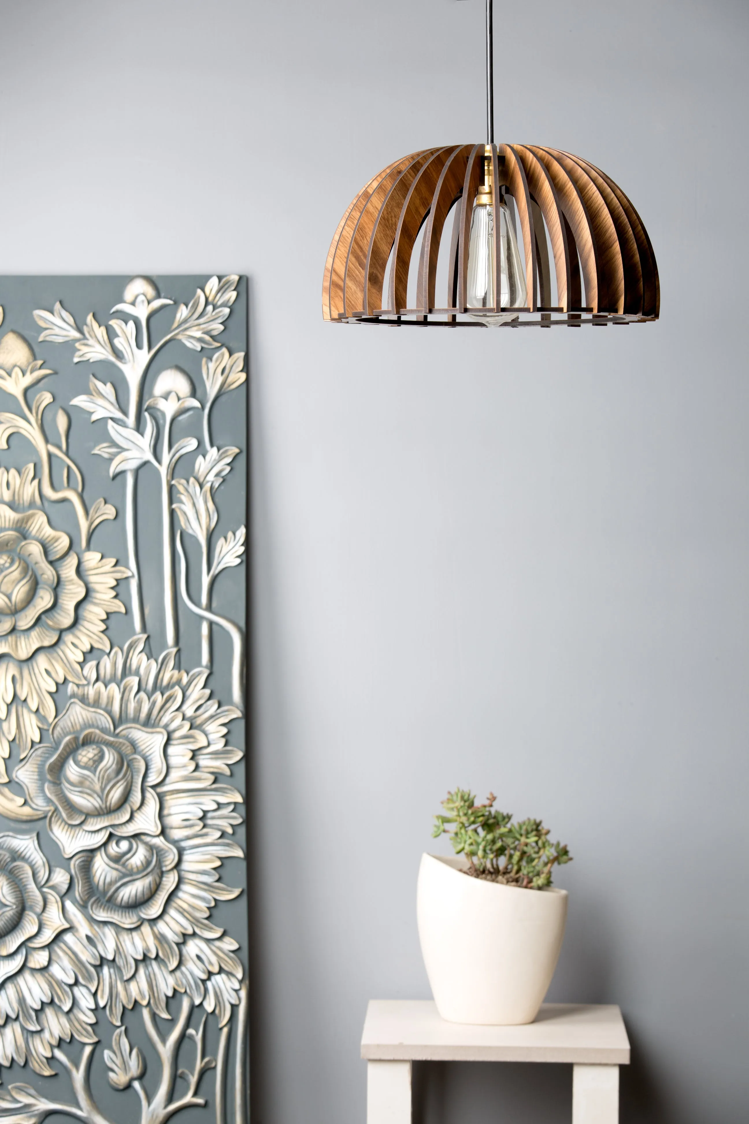 Dome Style Wooden Ceiling Lamp