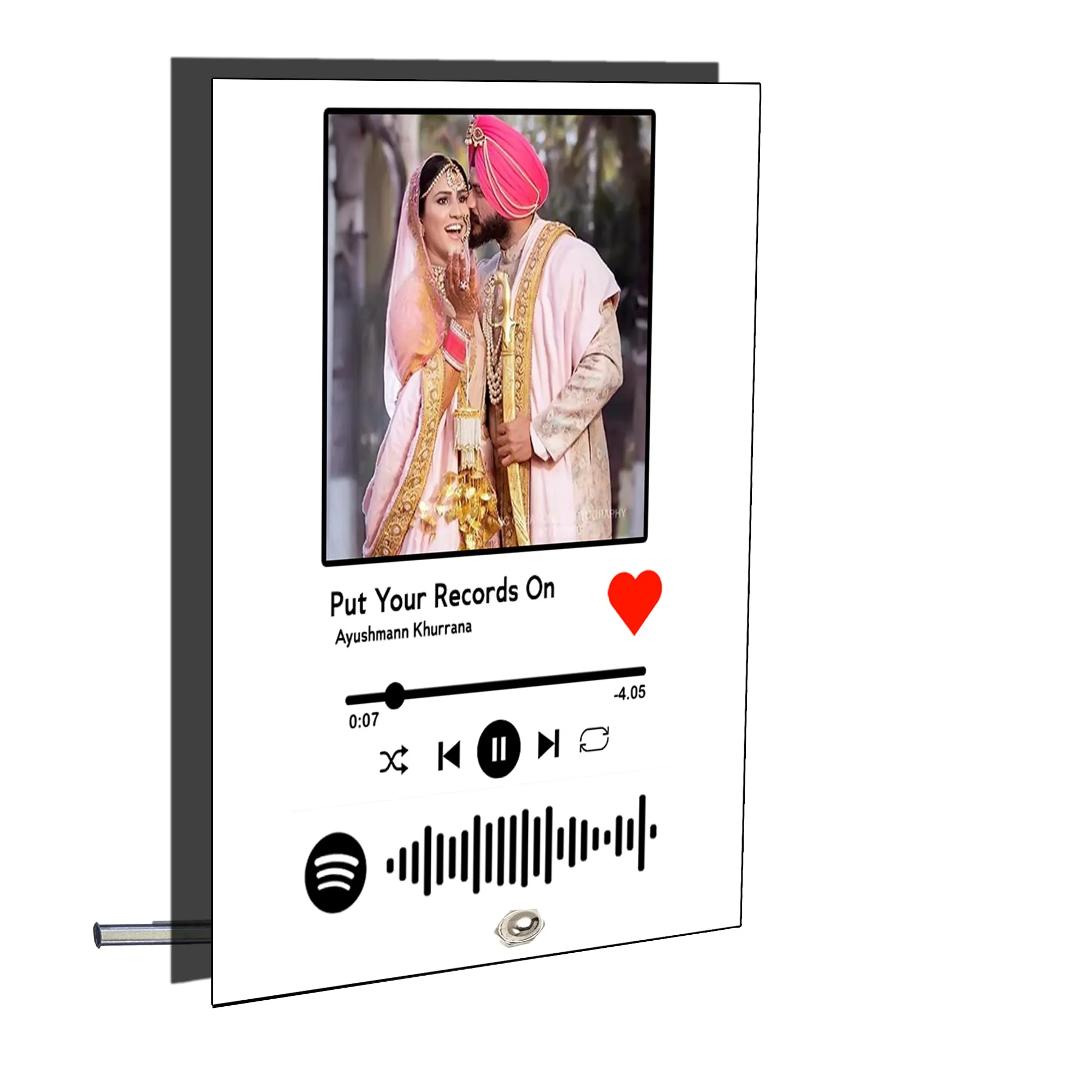 DON'T JUDGE ME Customised/Personalised Photo and song Spotify Plaque With Steel Removable Stand | Gift | Birthday | Anniversary (White, Acrylic, 5 x 7 Inches)