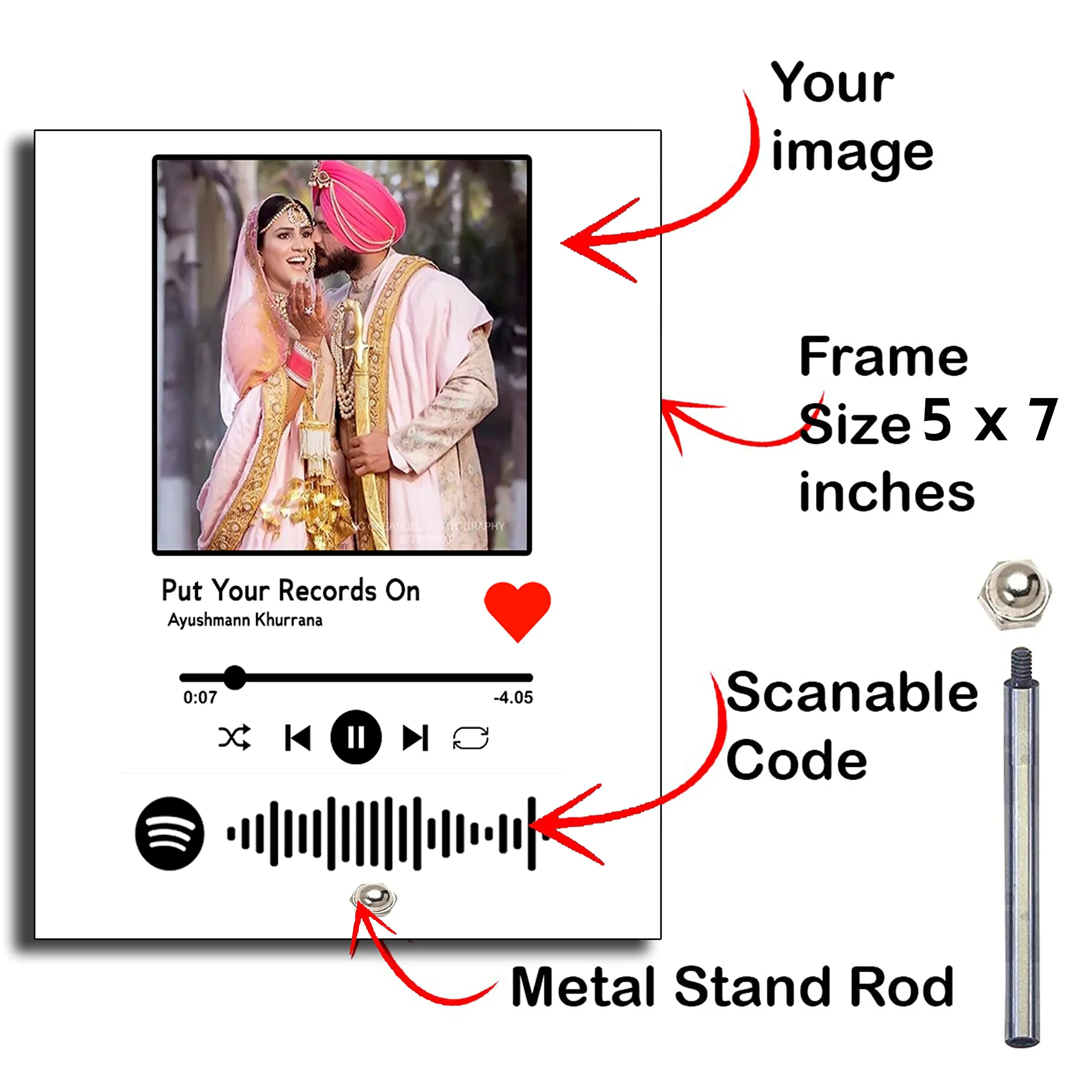 DON'T JUDGE ME Customised/Personalised Photo and song Spotify Plaque With Steel Removable Stand | Gift | Birthday | Anniversary (White, Acrylic, 5 x 7 Inches)