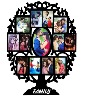 DREAMVIO Mdf Wood Family Tree Personalized 13 Photo Frame - 18X24 Inch (Black, Dv_Wooden07), Wall Mount