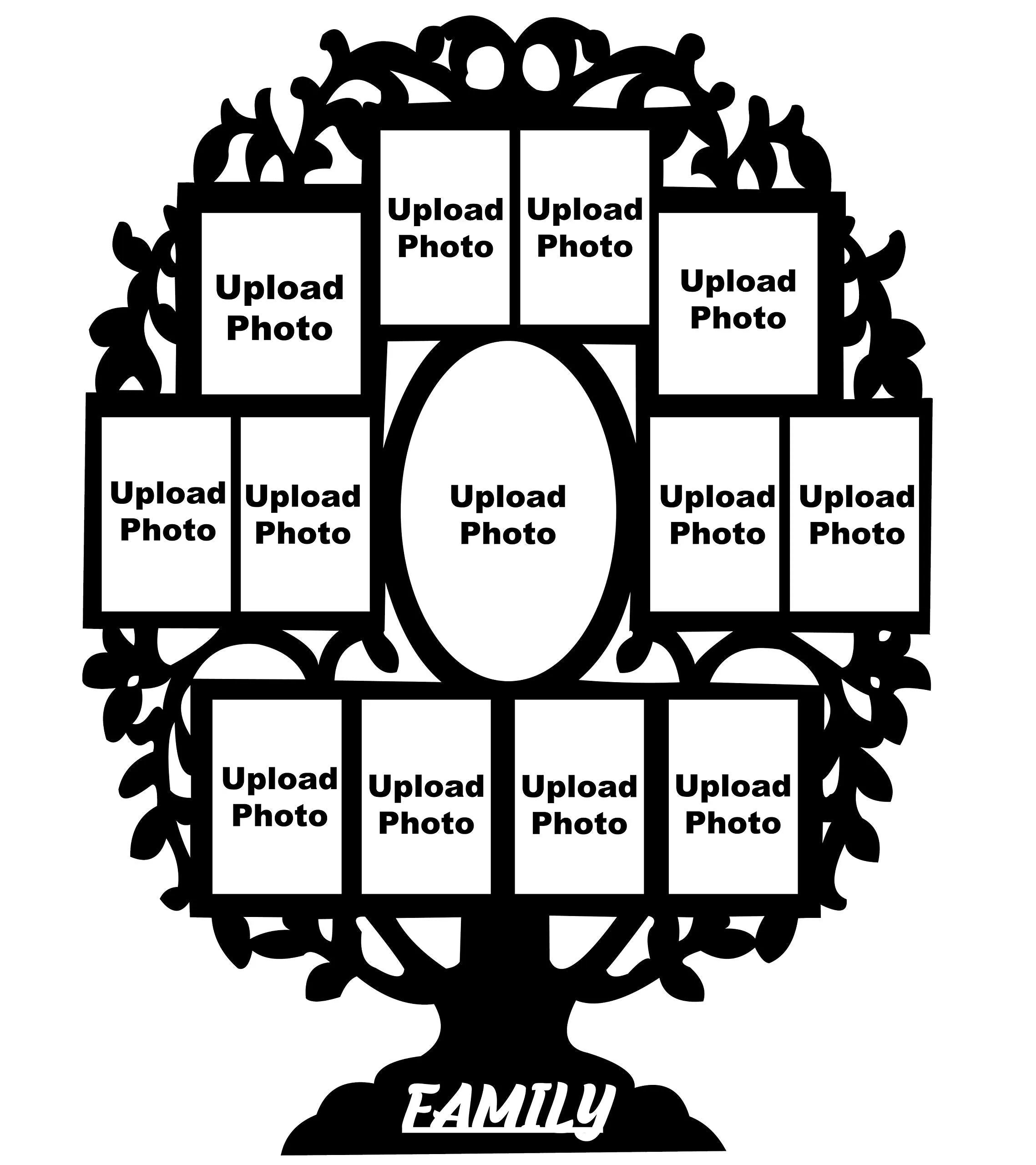 DREAMVIO Mdf Wood Family Tree Personalized 13 Photo Frame - 18X24 Inch (Black, Dv_Wooden07), Wall Mount