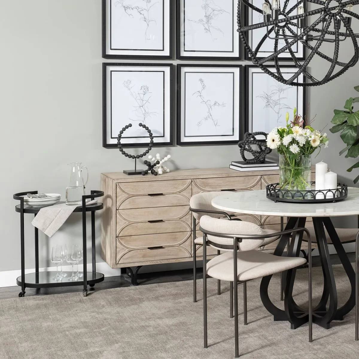 Eleonore Bar Cart Black Metal | Glass