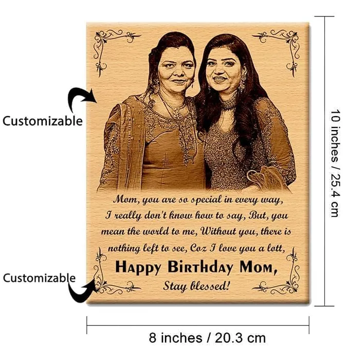 Engrave India Wooden Unique Personalized Rectangular Wooden Frame - Wood Photo Frame Happy Birthday Gift For Any Occasion-Birthday, Anniversary, For Men & Women (5X4), Tabletop