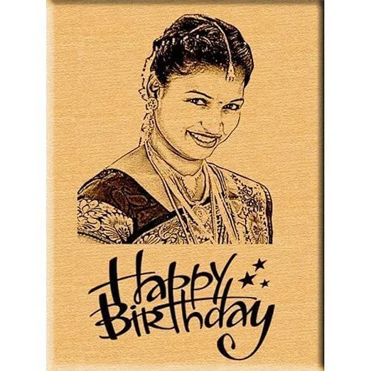 Engrave India Wooden Unique Personalized Rectangular Wooden Frame - Wood Photo Frame Happy Birthday Gift For Any Occasion-Birthday, Anniversary, For Men & Women (5X4), Tabletop