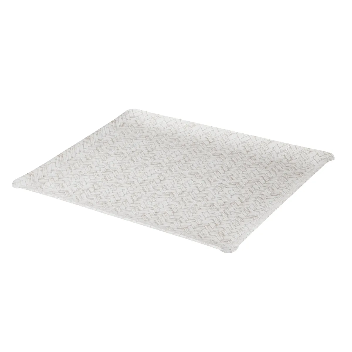 Fabric Tray Large Basketweave Beige