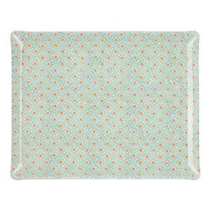 Fabric Tray Large Batik Dots Aqua/Coral
