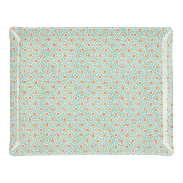 Fabric Tray Large Batik Dots Aqua/Coral