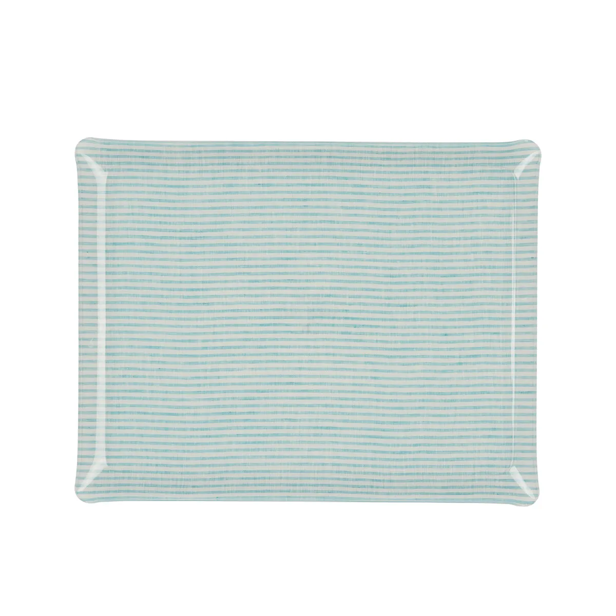 Fabric Tray Large Stripe Aqua and White