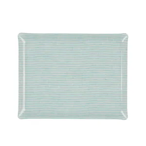 Fabric Tray Large Stripe Aqua and White