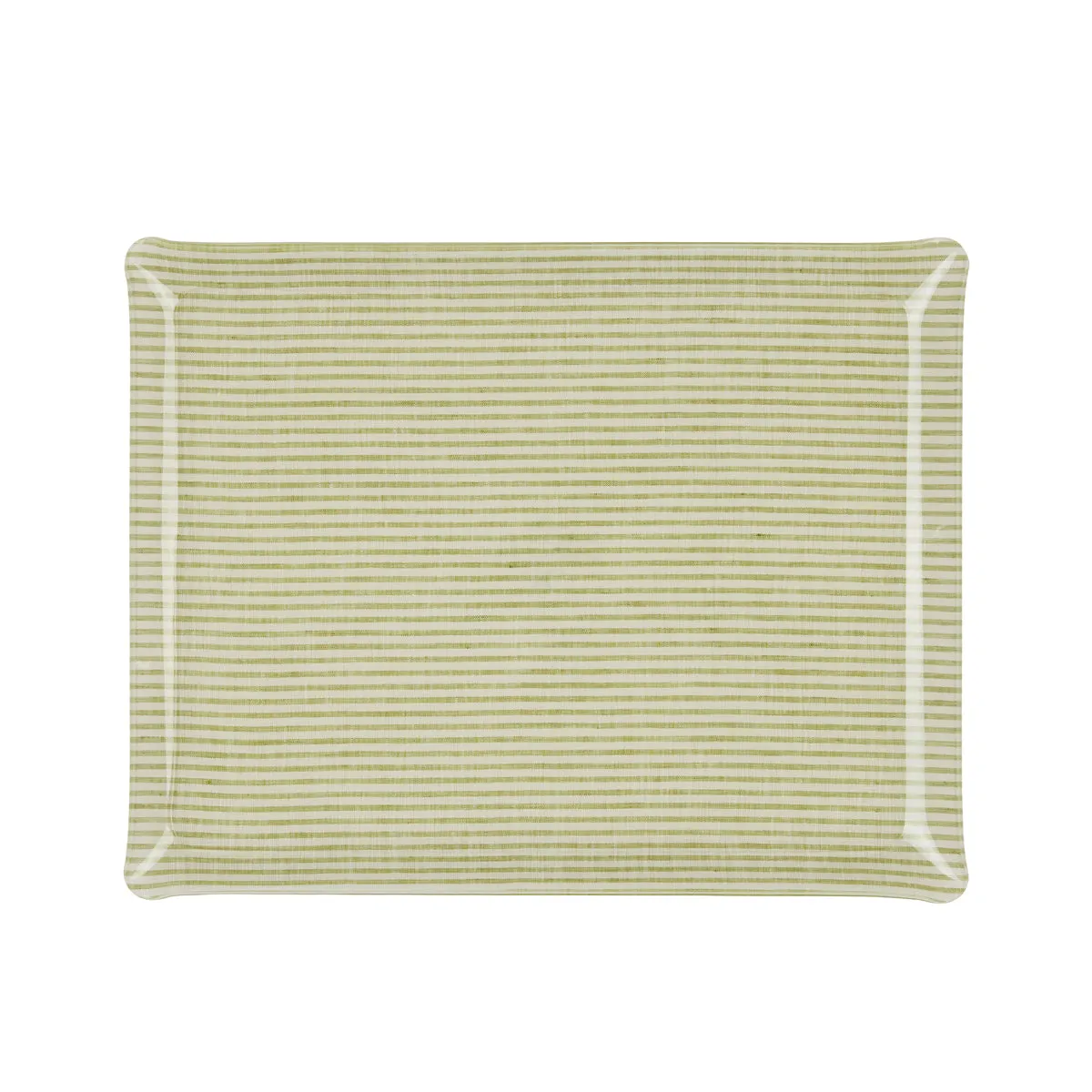 Fabric Tray Large Stripe Green and White