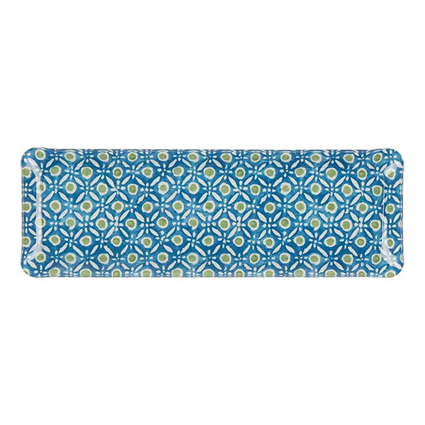 Fabric Tray Oblong Batik Dots Blue/Green