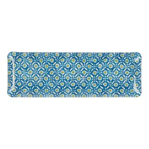 Fabric Tray Oblong Batik Dots Blue/Green