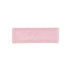 Fabric Tray Oblong Stripe Pink and White