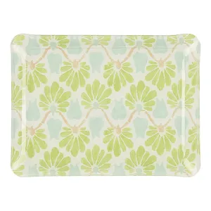 Fabric Tray Small Ginko Leaf Green/Aqua