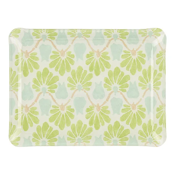 Fabric Tray Small Ginko Leaf Green/Aqua