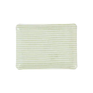 Fabric Tray Small Stripe Green and White