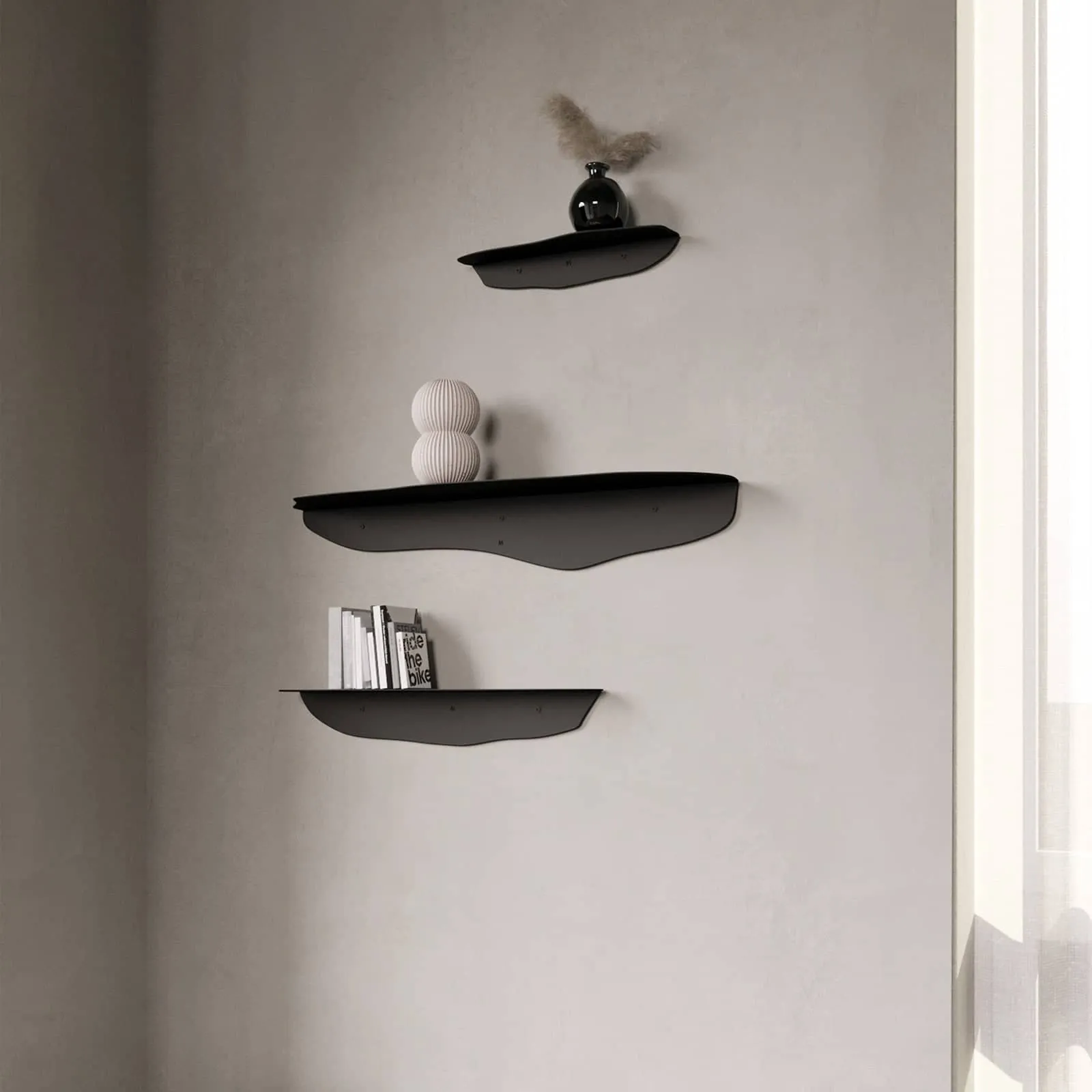 Fold Wavy Shelf 35cm - Black