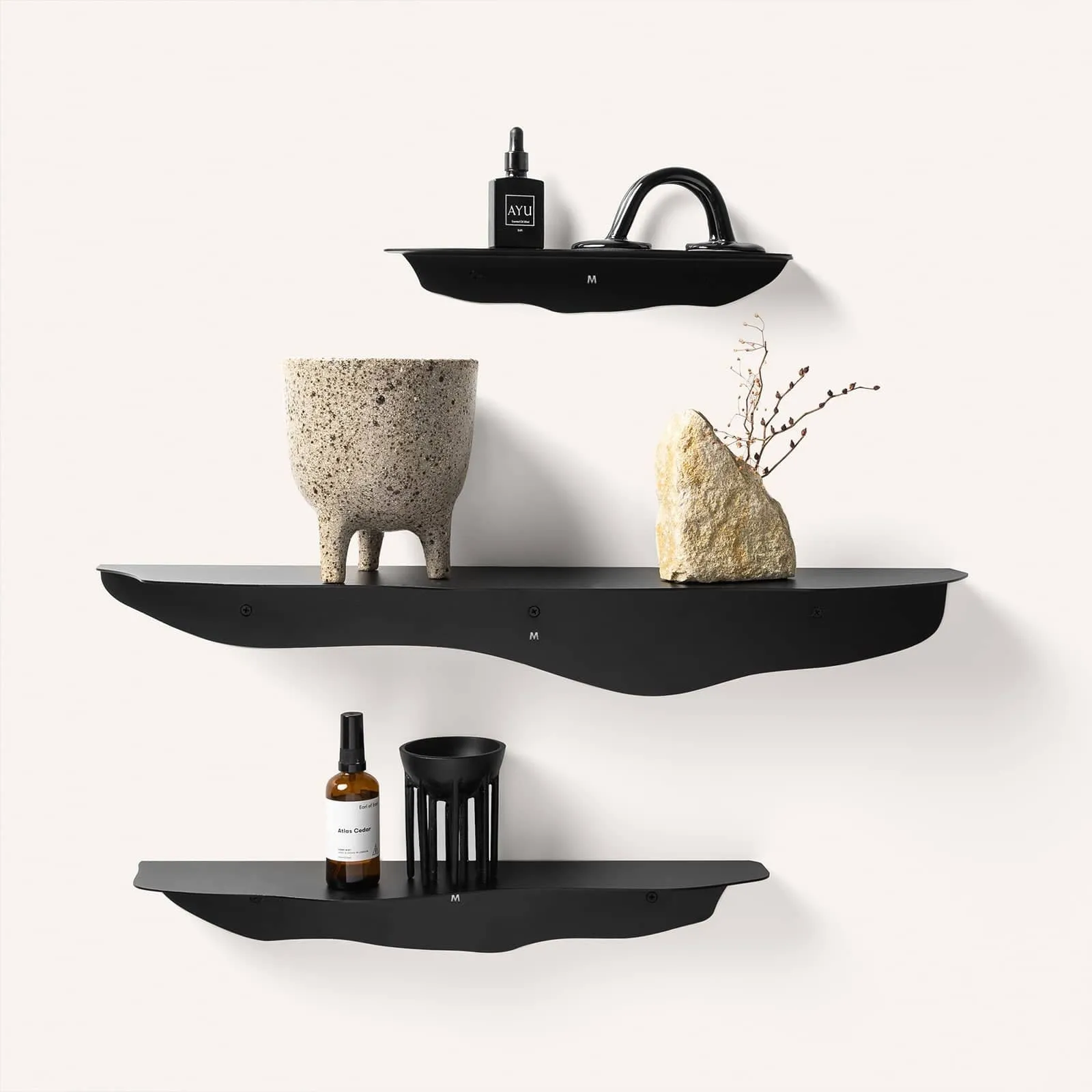 Fold Wavy Shelf 35cm - Black