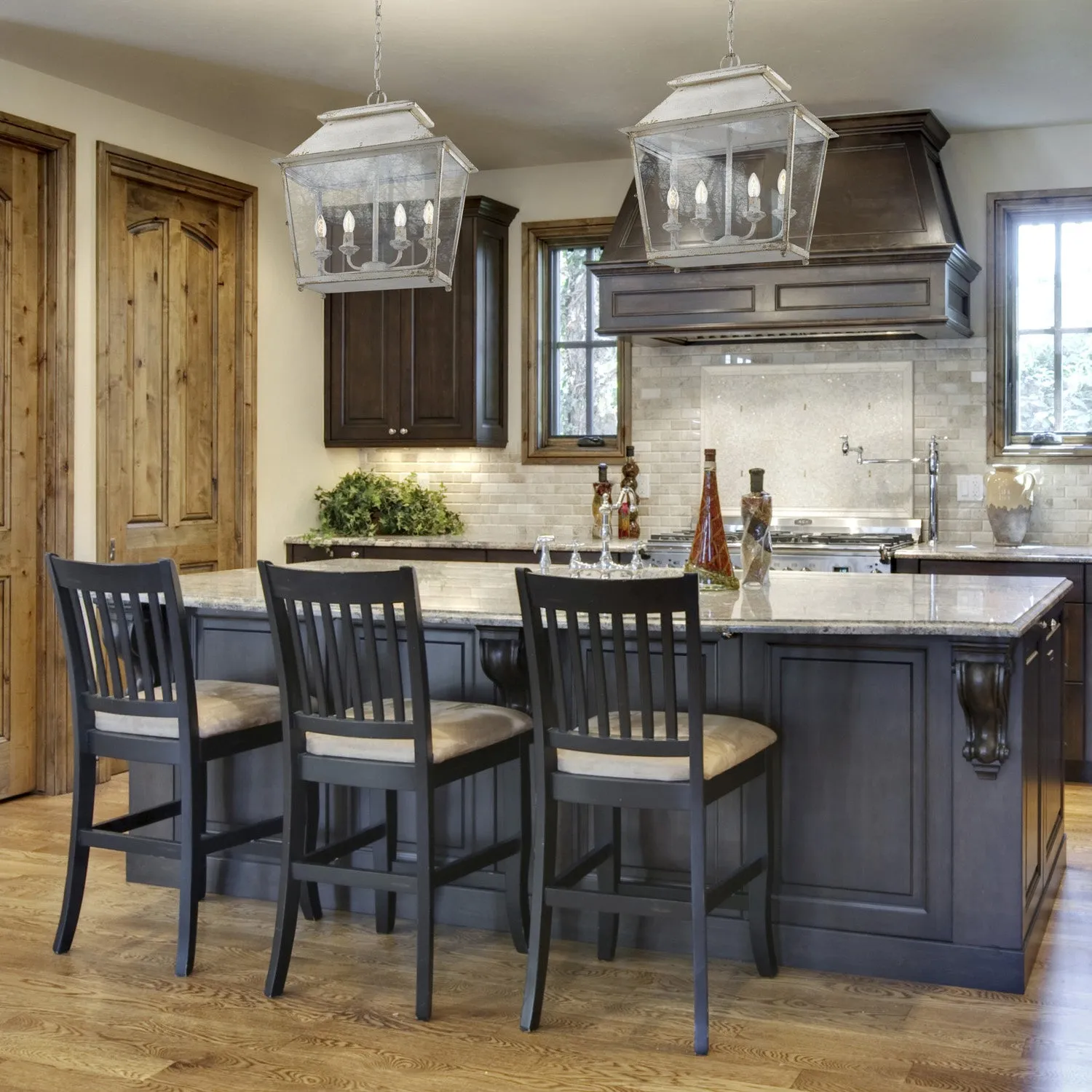 Four Light Pendant from the Abingdon Collection in Antique Ivory Finish by Golden