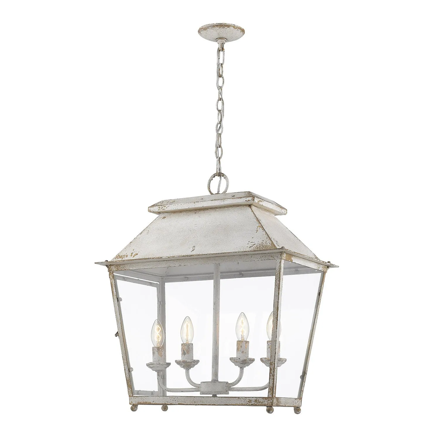 Four Light Pendant from the Abingdon Collection in Antique Ivory Finish by Golden