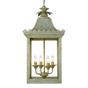 Four Light Pendant from the Finley Collection in Vintage Sage Finish by Golden