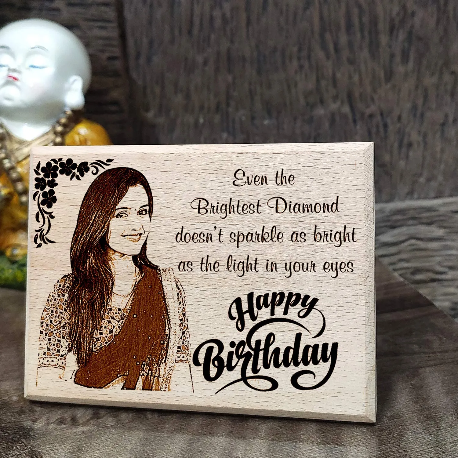 GFTBX Personalized Engraved Wooden Photo Frame For Sister (5x4 Inches, Wood), Tabletop Rectangular