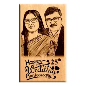 Giftanna Marriage Wedding Anniversary Gift Idea Personalized Engraved Photo Frame For Parents | Wife | Husband | Just Married - 6x4