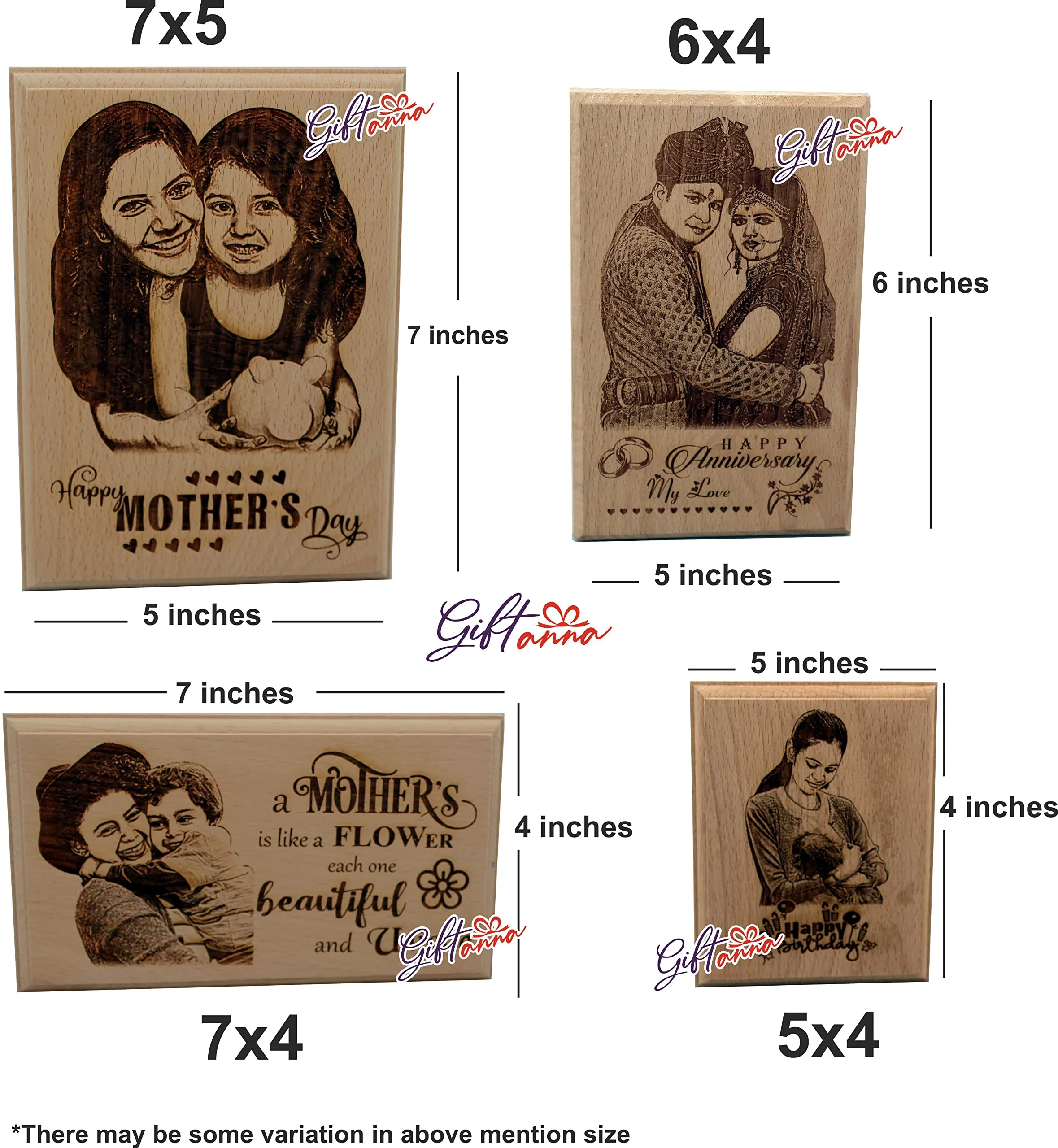 Giftanna Marriage Wedding Anniversary Gift Idea Personalized Engraved Photo Frame For Parents | Wife | Husband | Just Married - 6x4