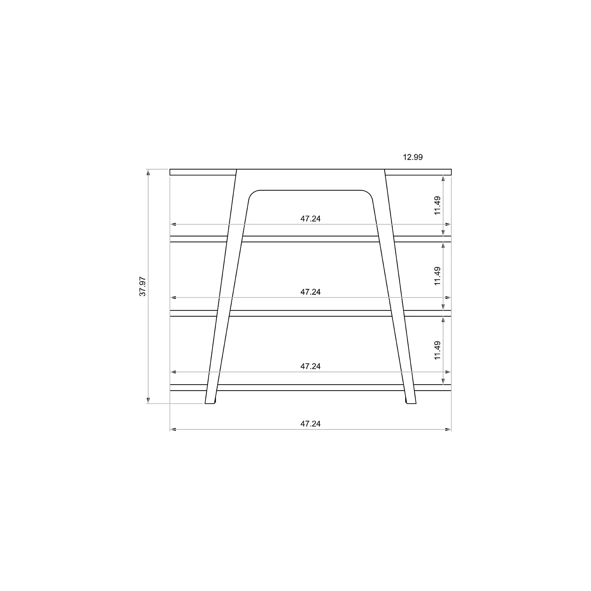 Gowanus Geometric 47.24 Modern Ladder Bookcase with 4 Shelves in Grey