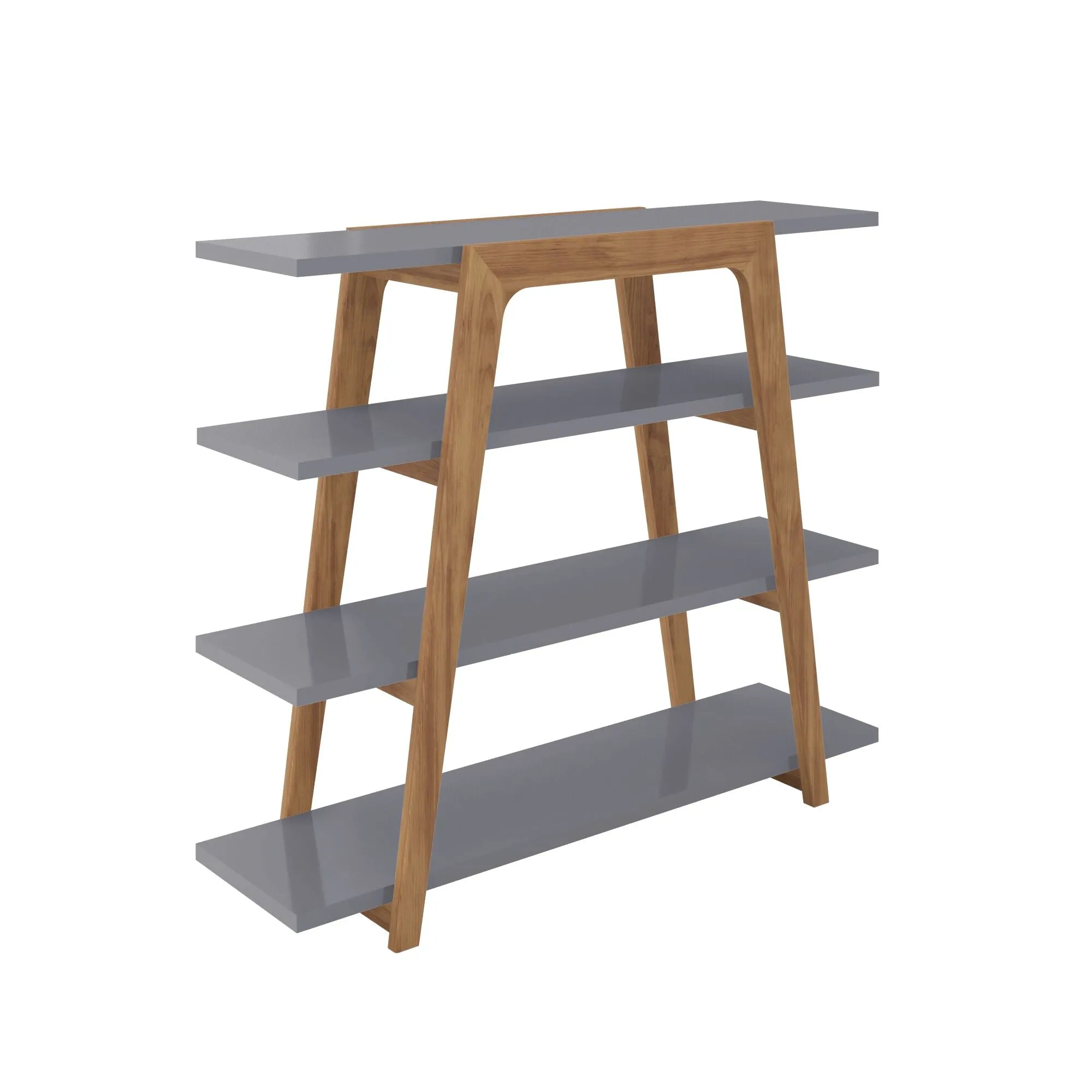 Gowanus Geometric 47.24 Modern Ladder Bookcase with 4 Shelves in Grey