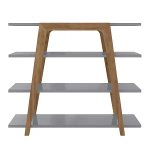 Gowanus Geometric 47.24 Modern Ladder Bookcase with 4 Shelves in Grey
