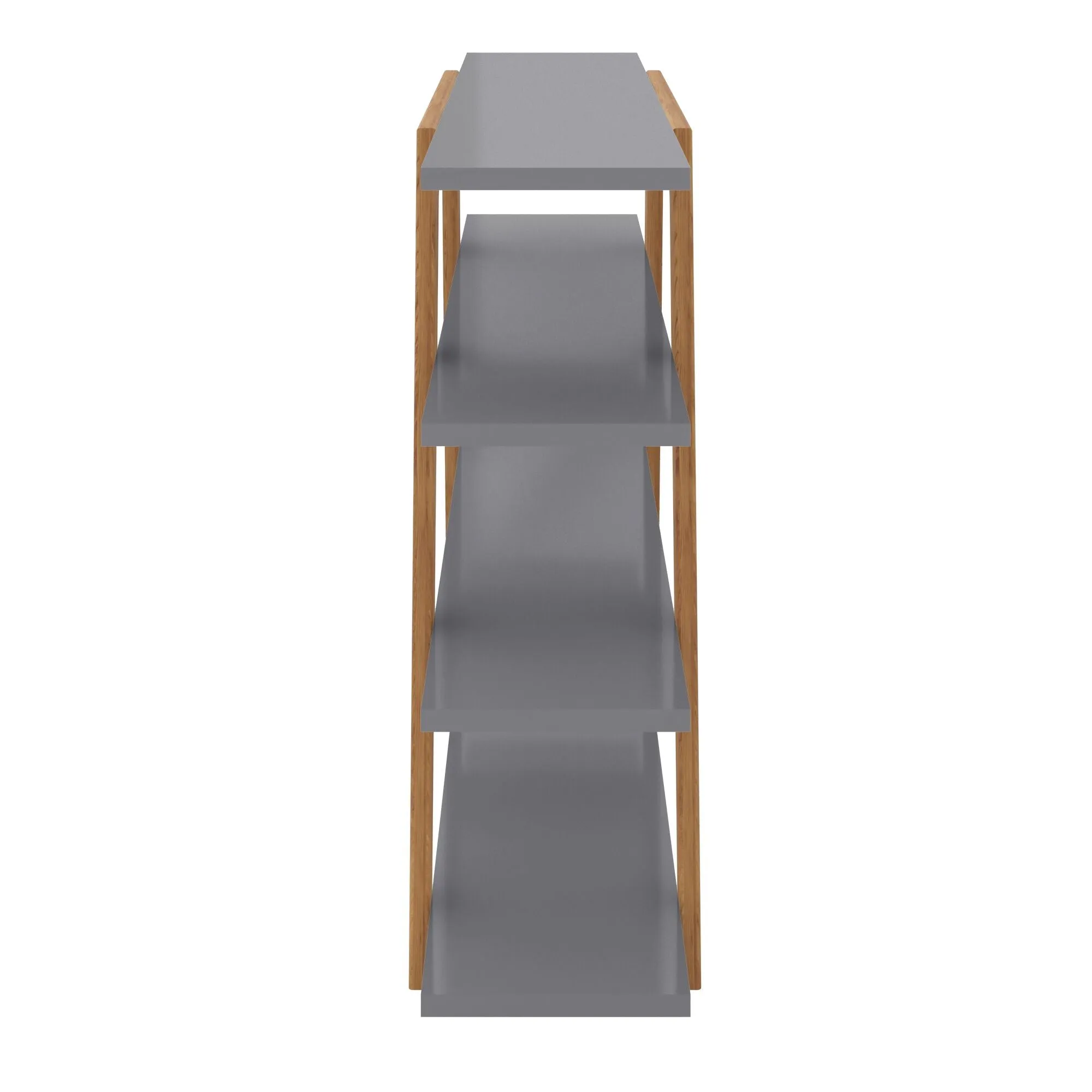 Gowanus Geometric 47.24 Modern Ladder Bookcase with 4 Shelves in Grey