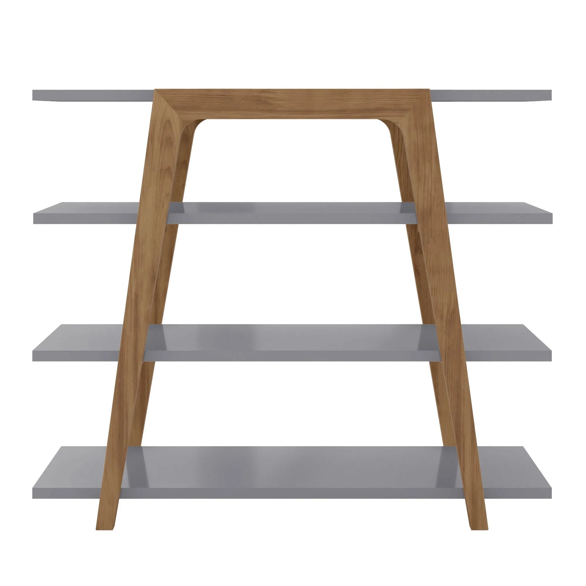Gowanus Geometric 47.24 Modern Ladder Bookcase with 4 Shelves in Grey