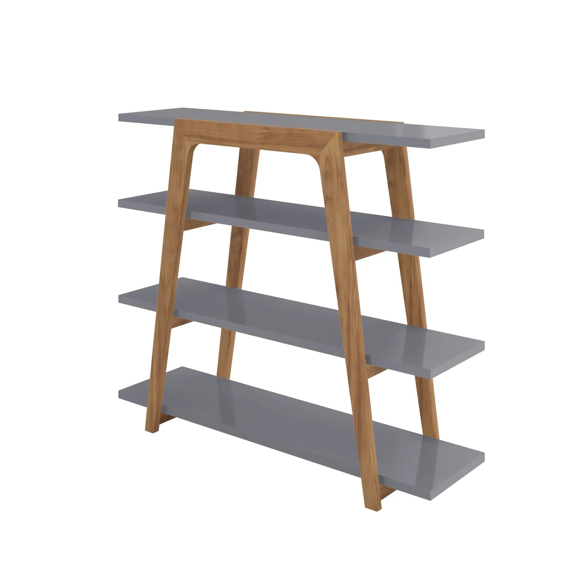 Gowanus Geometric 47.24 Modern Ladder Bookcase with 4 Shelves in Grey