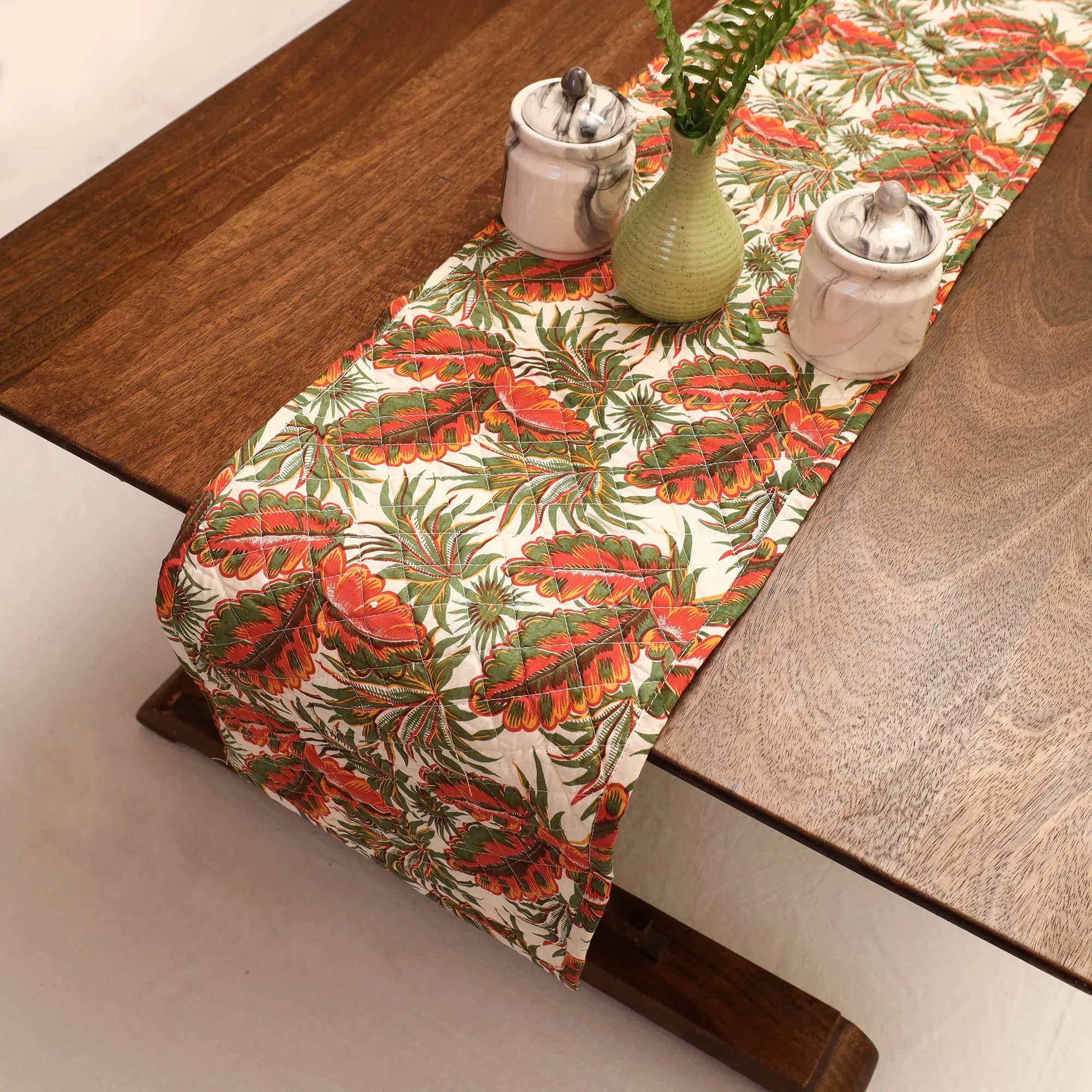 Handmade Cotton Fabric Quilted Table Runner by Chandi Mati (70 x 11 in)