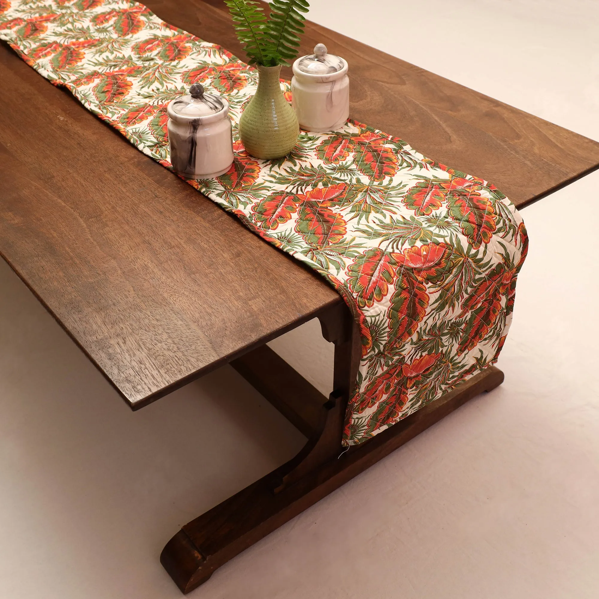 Handmade Cotton Fabric Quilted Table Runner by Chandi Mati (70 x 11 in)