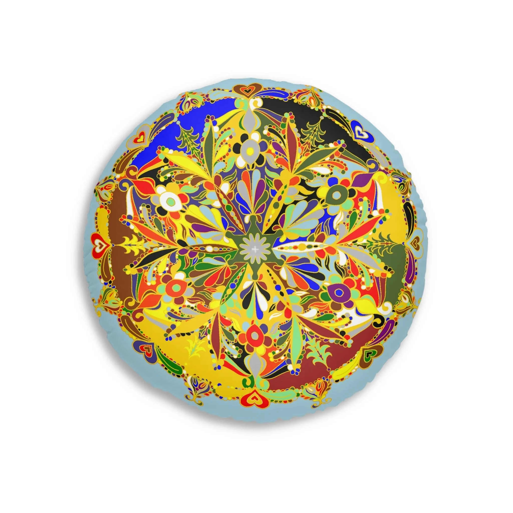 Handmade Mandala Design Floor Cushion - Tufted Round Pillow