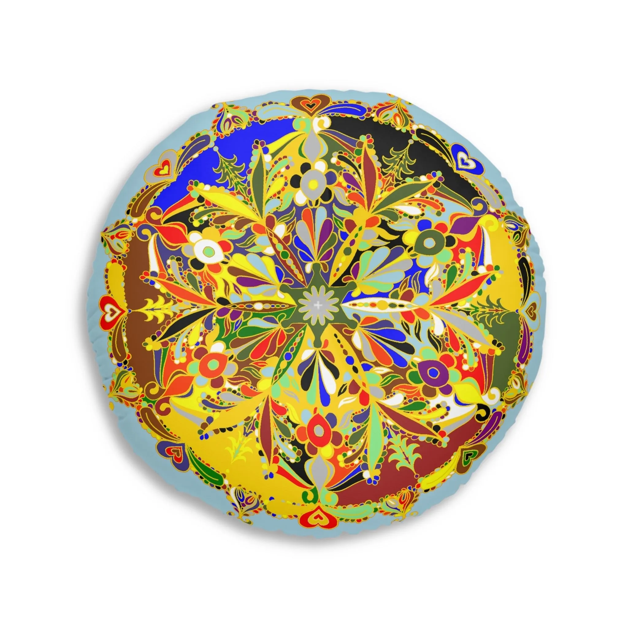 Handmade Mandala Design Floor Cushion - Tufted Round Pillow