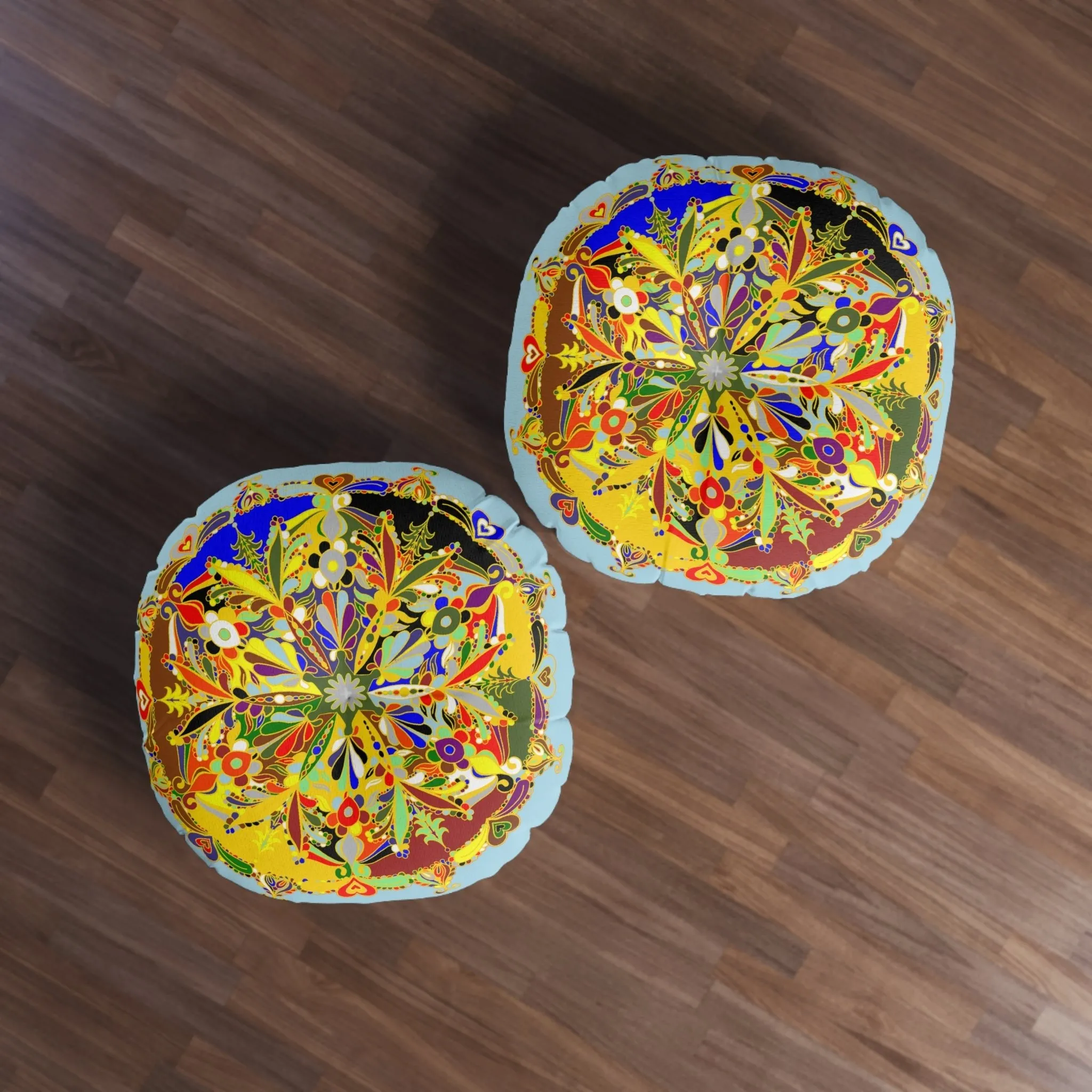 Handmade Mandala Design Floor Cushion - Tufted Round Pillow