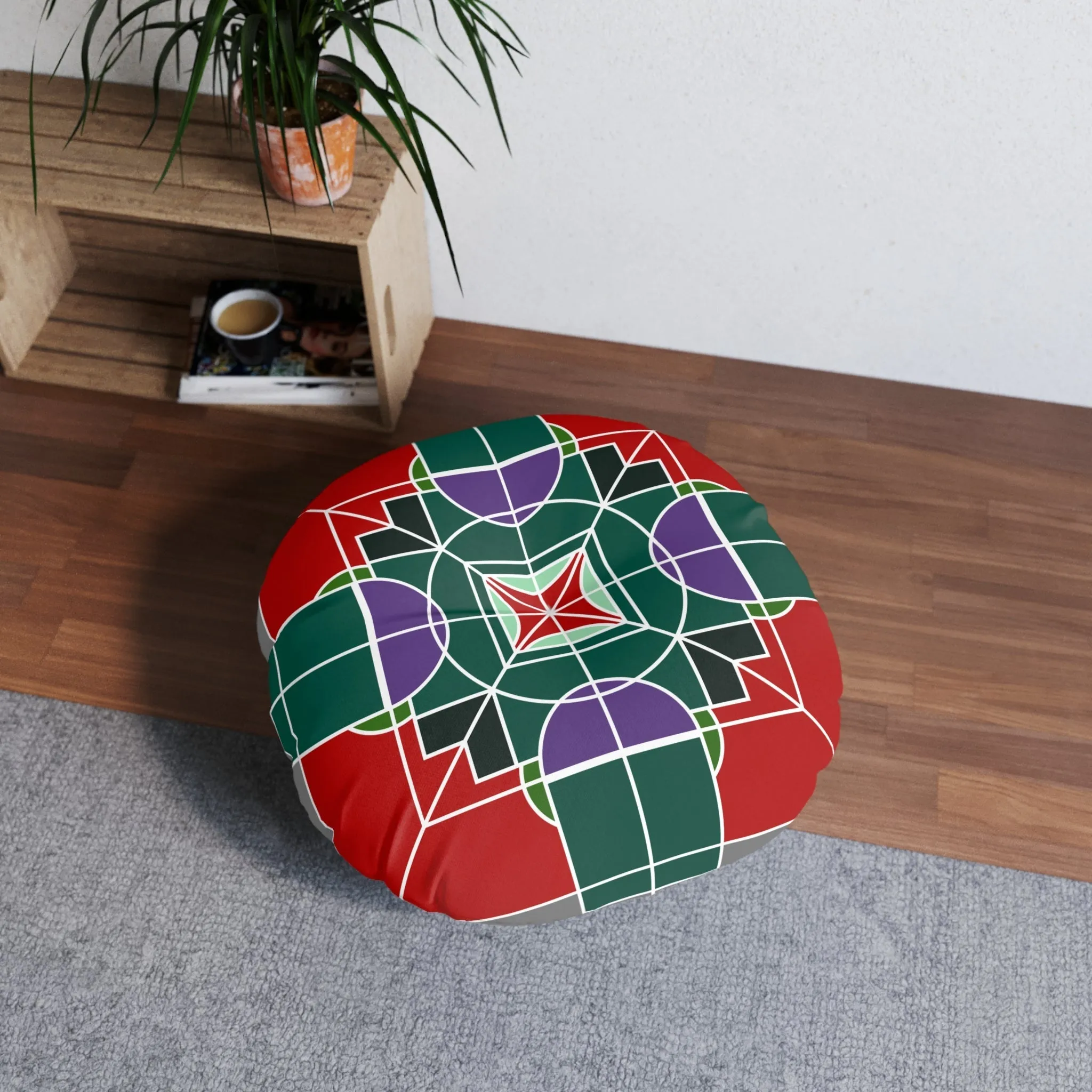 Handmade Mandala Floor Cushion - Tufted Round Pillow