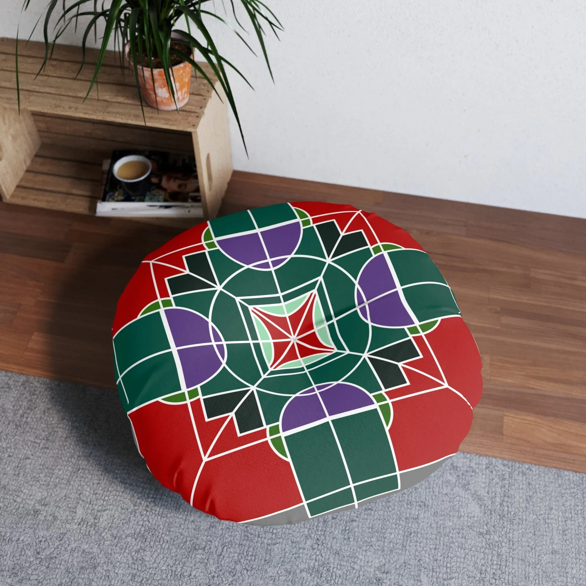 Handmade Mandala Floor Cushion - Tufted Round Pillow