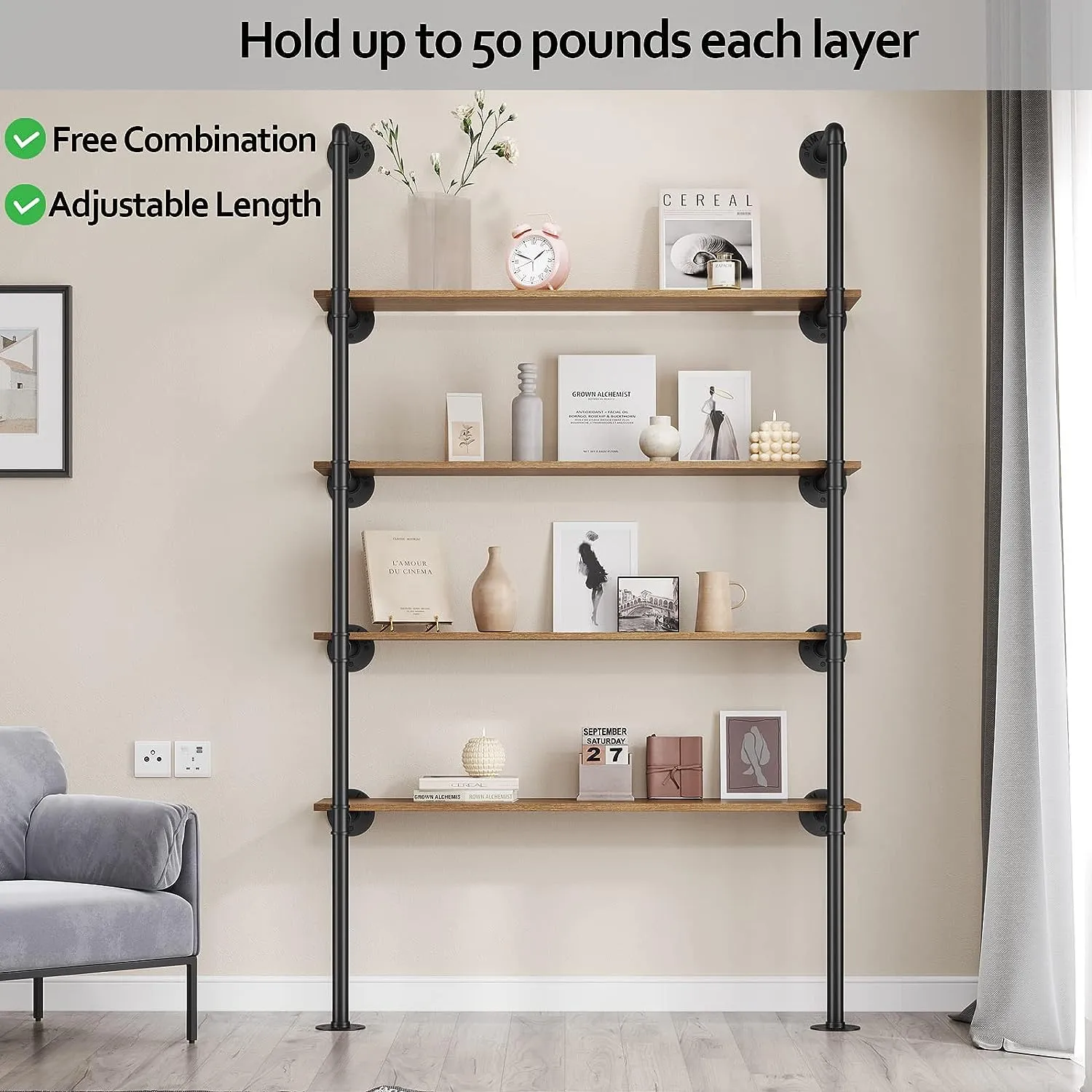 Industrial Iron Pipe DIY Shelf - 5 Tier