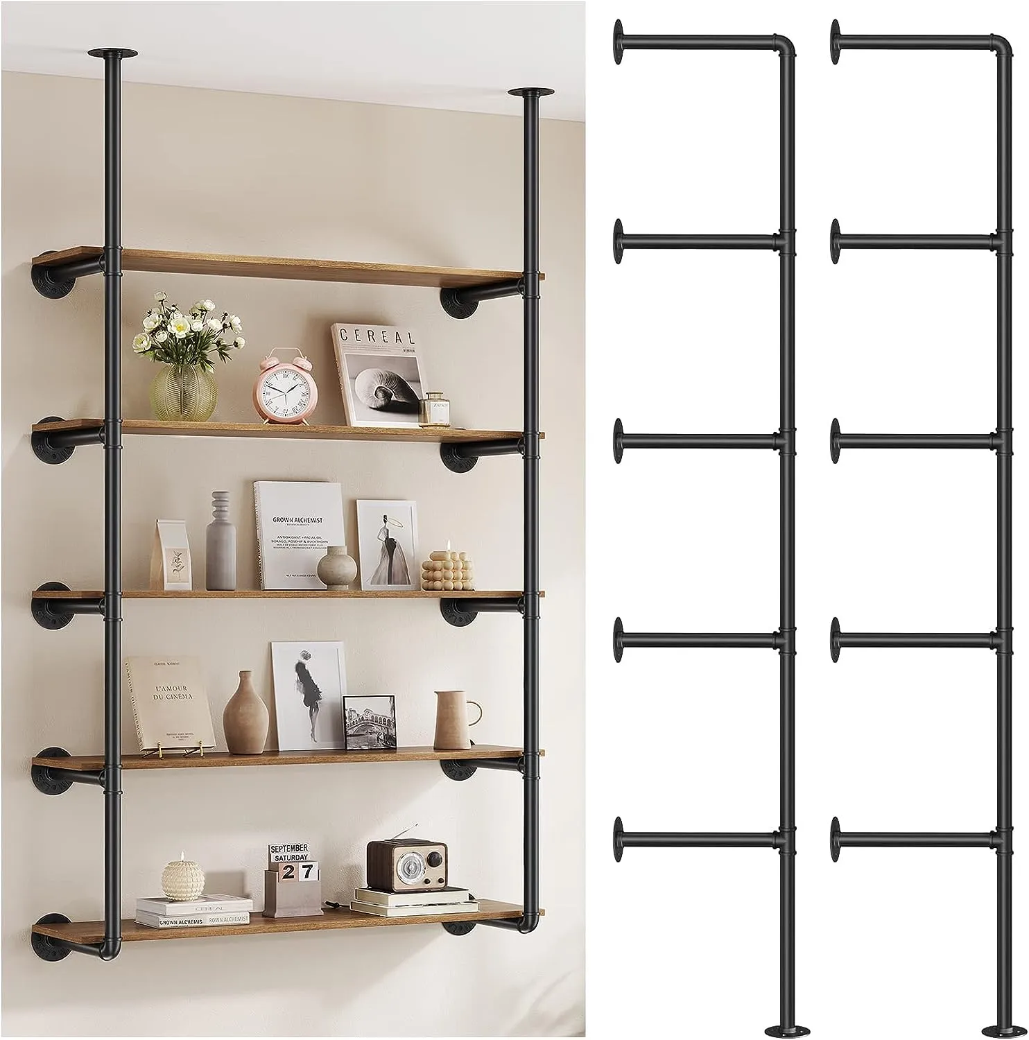 Industrial Iron Pipe DIY Shelf - 5 Tier