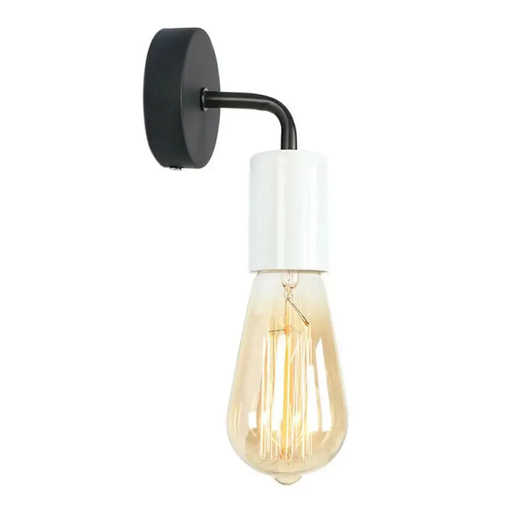 Industrial Style Metal Wall Mount Lamp - Shadeless Garage Lighting with Curved Arm in Rose Gold/Gold/Chrome