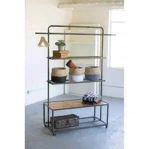 Kalalou - Display Unit With Wire Mesh And Wood Shelves