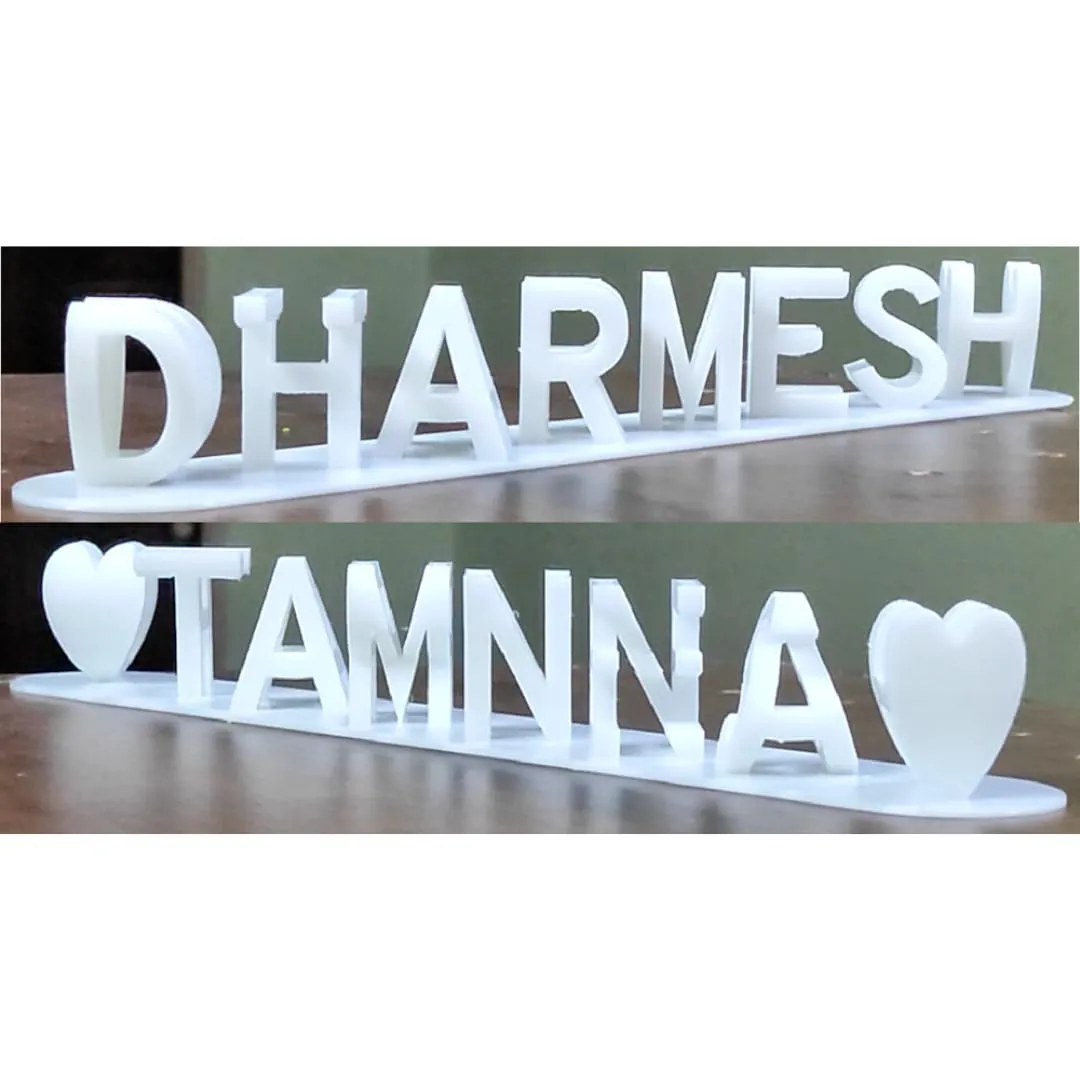 Large Size Couple Name | Personalized Dual Name Illusion | 3D Flip Name Plate | Gift for Husband Wife Boyfriend, Valentine, Anniversary, Birthday, Wedding (3.7CM(Medium)   Upto 8 Character)