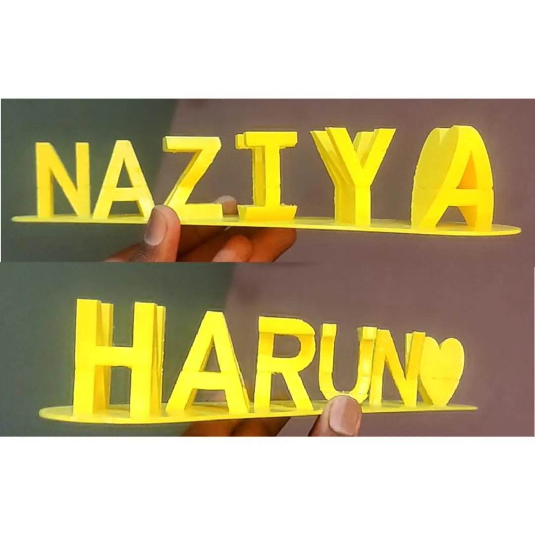 Large Size Couple Name | Personalized Dual Name Illusion | 3D Flip Name Plate | Gift for Husband Wife Boyfriend, Valentine, Anniversary, Birthday, Wedding (3.7CM(Medium)   Upto 8 Character)