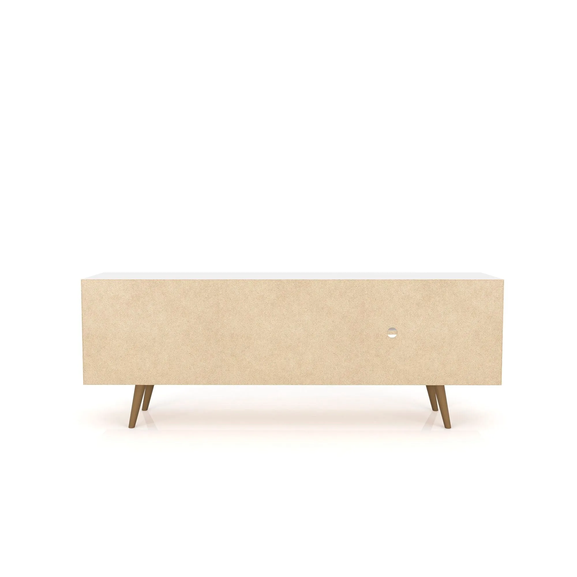 Liberty 62.99" Mid-Century - Modern TV Stand with 3 Shelves and 2 Doors in White and 3D Brown Prints